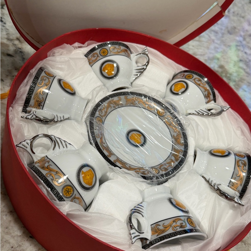 Versace Gold and Black Coffee Set